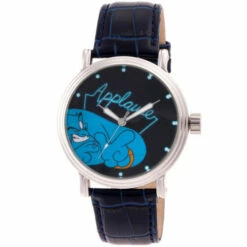 Disney Genie Men's Silver Vintage Watch With Blue Croco Leather Strap