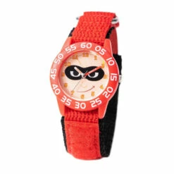 Disney Incredibles Bob Parr Kids' Red Nylon Strap Time Teacher Watch