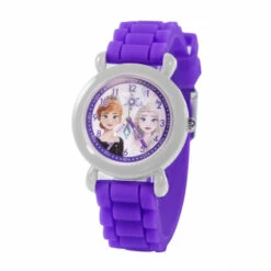 Disney Frozen 2 Anna Elsa Kids' Gray/Purple Time Teacher Watch