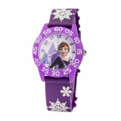Disney Frozen 2 Anna And Elsa Kids' Purple 3D Strap Time Teacher Watch