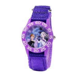 Disney Frozen 2 Anna Elsa Kid' Purple Nylon Strap Time Teacher Watch