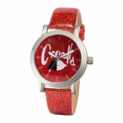 Disney Cruella Women's Silvertone Red Glitter Strap Watch