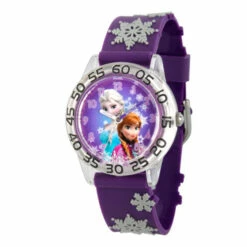 Disney Frozen Elsa And Anna Kids' Time Teacher Watch W/3D Purple Strap